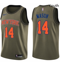 Youth Nike New York Knicks 14 Anthony Mason Swingman Green Salute to Service NBA Jersey