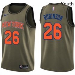 Youth Nike New York Knicks 26 Mitchell Robinson Swingman Green Salute to Service NBA Jersey 