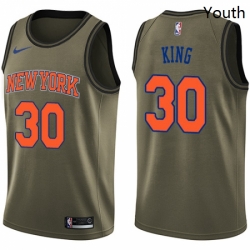 Youth Nike New York Knicks 30 Bernard King Swingman Green Salute to Service NBA Jersey