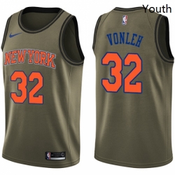 Youth Nike New York Knicks 32 Noah Vonleh Swingman Green Salute to Service NBA Jersey 
