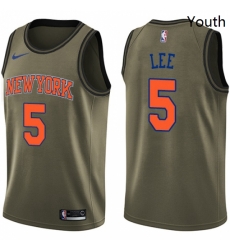 Youth Nike New York Knicks 5 Courtney Lee Swingman Green Salute to Service NBA Jersey