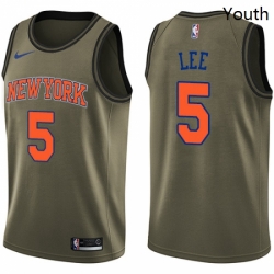 Youth Nike New York Knicks 5 Courtney Lee Swingman Green Salute to Service NBA Jersey