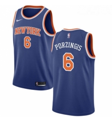 Youth Nike New York Knicks 6 Kristaps Porzingis Swingman Royal Blue NBA Jersey Icon Edition 
