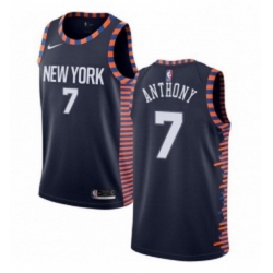 Youth Nike New York Knicks 7 Carmelo Anthony Swingman Navy Blue NBA Jersey 2018 19 City Edition
