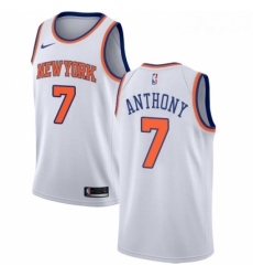 Youth Nike New York Knicks 7 Carmelo Anthony Swingman White NBA Jersey Association Edition