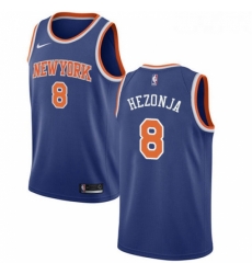 Youth Nike New York Knicks 8 Mario Hezonja Swingman Royal Blue NBA Jersey Icon Edition 
