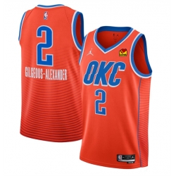 Men Oklahoma City Thunder 2 Shai Gilgeous Alexander Orange Statement Edition Stitched Basketball Jersey