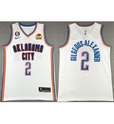 Men Oklahoma City Thunder 2 Shai Gilgeous Alexander White With NO 6 Patch Stitched Basketball Jersey