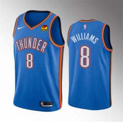 Men Oklahoma City Thunder 8 Jalen Williams Blue Icon Edition Stitched Basketball Jersey