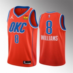 Men Oklahoma City Thunder 8 Jalen Williams Orange Statement Edition Stitched Basketball Jersey