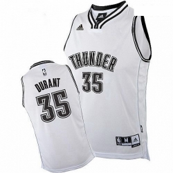 Mens Adidas Oklahoma City Thunder 35 Kevin Durant Swingman White on White NBA Jersey