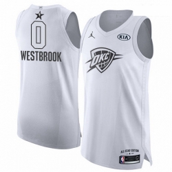 Mens Nike Jordan Oklahoma City Thunder 0 Russell Westbrook Authentic White 2018 All Star Game NBA Jersey