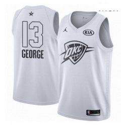 Mens Nike Jordan Oklahoma City Thunder 13 Paul George Swingman White 2018 All Star Game NBA Jersey 
