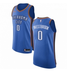 Mens Nike Oklahoma City Thunder 0 Russell Westbrook Authentic Royal Blue Road NBA Jersey Icon Edition