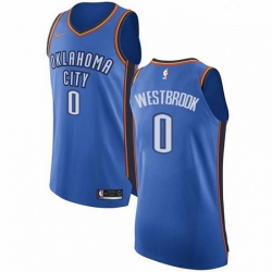 Mens Nike Oklahoma City Thunder 0 Russell Westbrook Authentic Royal Blue Road NBA Jersey Icon Edition