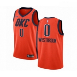 Mens Nike Oklahoma City Thunder 0 Russell Westbrook Orange Swingman Jersey Earned Edition