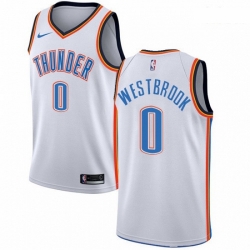 Mens Nike Oklahoma City Thunder 0 Russell Westbrook Swingman White Home NBA Jersey Association Edition
