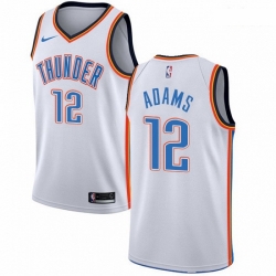 Mens Nike Oklahoma City Thunder 12 Steven Adams Authentic White Home NBA Jersey Association Edition