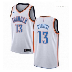 Mens Nike Oklahoma City Thunder 13 Paul George Authentic White Home NBA Jersey Association Edition 