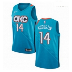 Mens Nike Oklahoma City Thunder 14 DJ Augustin Swingman Turquoise NBA Jersey City Edition