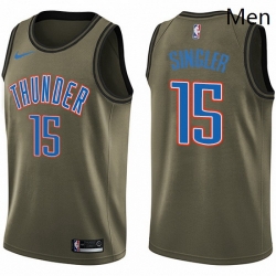 Mens Nike Oklahoma City Thunder 15 Kyle Singler Swingman Green Salute to Service NBA Jersey