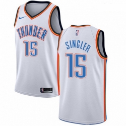 Mens Nike Oklahoma City Thunder 15 Kyle Singler Swingman White Home NBA Jersey Association Edition