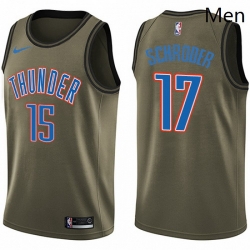 Mens Nike Oklahoma City Thunder 17 Dennis Schroder Swingman Green Salute to Service NBA Jersey 