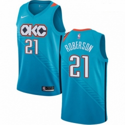 Mens Nike Oklahoma City Thunder 21 Andre Roberson Swingman Turquoise NBA Jersey City Edition 