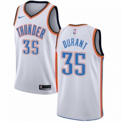 Mens Nike Oklahoma City Thunder 35 Kevin Durant Authentic White Home NBA Jersey Association Edition