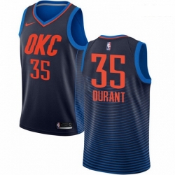 Mens Nike Oklahoma City Thunder 35 Kevin Durant Swingman Navy Blue NBA Jersey Statement Edition