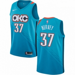 Mens Nike Oklahoma City Thunder 37 Kevin Hervey Swingman Turquoise NBA Jersey City Edition 