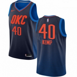 Mens Nike Oklahoma City Thunder 40 Shawn Kemp Authentic Navy Blue NBA Jersey Statement Edition