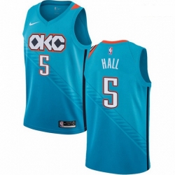 Mens Nike Oklahoma City Thunder 5 Devon Hall Swingman Turquoise NBA Jersey City Edition 