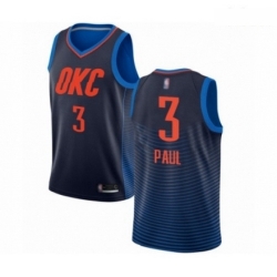 Mens Oklahoma City Thunder 3 Chris Paul Authentic Navy Blue Basketball Jersey Statement Edition 