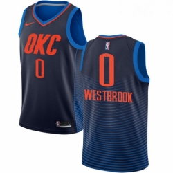 Womens Nike Oklahoma City Thunder 0 Russell Westbrook Authentic Navy Blue NBA Jersey Statement Edition