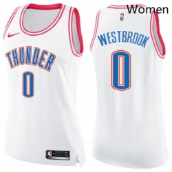 Womens Nike Oklahoma City Thunder 0 Russell Westbrook Swingman WhitePink Fashion NBA Jersey