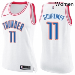 Womens Nike Oklahoma City Thunder 11 Detlef Schrempf Swingman WhitePink Fashion NBA Jersey