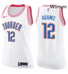 Womens Nike Oklahoma City Thunder 12 Steven Adams Swingman WhitePink Fashion NBA Jersey