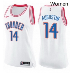 Womens Nike Oklahoma City Thunder 14 DJ Augustin Swingman WhitePink Fashion NBA Jersey