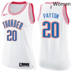 Womens Nike Oklahoma City Thunder 20 Gary Payton Swingman WhitePink Fashion NBA Jersey