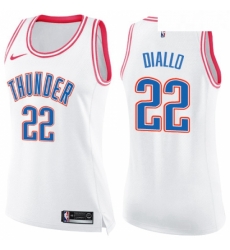 Womens Nike Oklahoma City Thunder 22 Hamidou Diallo Swingman White Pink Fashion NBA Jersey 