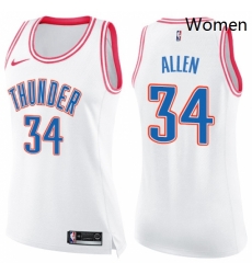 Womens Nike Oklahoma City Thunder 34 Ray Allen Swingman WhitePink Fashion NBA Jersey