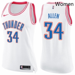 Womens Nike Oklahoma City Thunder 34 Ray Allen Swingman WhitePink Fashion NBA Jersey