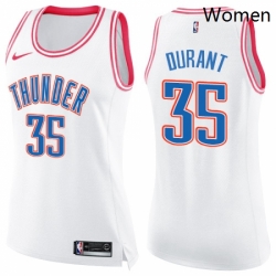 Womens Nike Oklahoma City Thunder 35 Kevin Durant Swingman WhitePink Fashion NBA Jersey