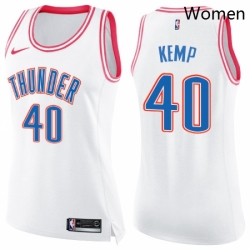 Womens Nike Oklahoma City Thunder 40 Shawn Kemp Swingman WhitePink Fashion NBA Jersey