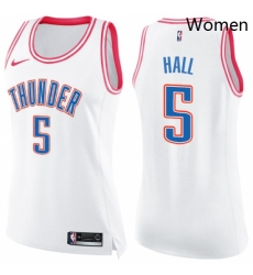Womens Nike Oklahoma City Thunder 5 Devon Hall Swingman Whit Pink Fashion NBA Jersey 