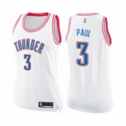 Womens Oklahoma City Thunder 3 Chris Paul Swingman White Pink Fashion Basketball Jersey 