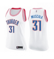 Womens Oklahoma City Thunder 31 Mike Muscala Swingman White Pink Fashion Basketball Jersey 