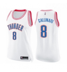 Womens Oklahoma City Thunder 8 Danilo Gallinari Swingman White Pink Fashion Basketball Jersey 