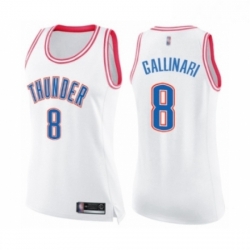 Womens Oklahoma City Thunder 8 Danilo Gallinari Swingman White Pink Fashion Basketball Jersey 